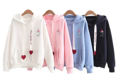 เสื้อกันหนาวแขนยาวปักลายนก ไซส์ XL