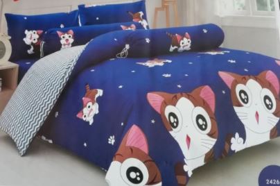 ผ้าปูที่นอนมีลาย 6ฟุต ( 5ชิ้นไม่มีผ้านวม)