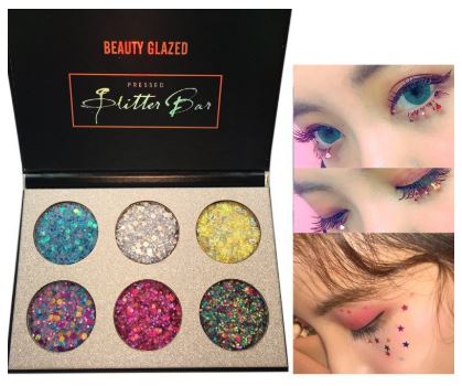 เครื่องสำอางพาเลทอายแชโดว์ชิมเมอร์กลิตเตอร์สีรุ้ง