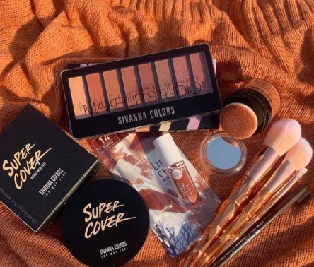 เซตเครื่องสําอางโทนส้มอิฐ เครื่องสำอางกันน้ำ.